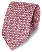  Coral Flamingo Print Classic Silk Tie By Charles Tyrwhitt