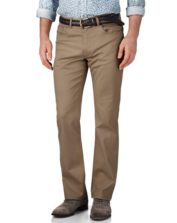 Charles Tyrwhitt Charles Tyrwhitt Stone Classic Fit Stretch Pique 5 Pocket Cotton Tailored Pants Size W32 L32