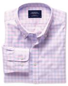 Charles Tyrwhitt Charles Tyrwhitt Extra Slim Fit Non-iron Poplin Pink And Sky Blue Check Cotton Dress Shirt Size Small