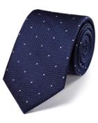  Navy Silk Classic Textured Dash Tie By Charles Tyrwhitt
