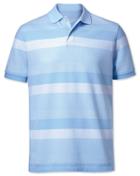  Sky Blue And White Textured Stripe Cotton Polo Size Medium By Charles Tyrwhitt