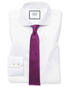  Extra Slim Fit White Non-iron Twill Spread Collar Cotton Dress Shirt Single Cuff Size 14.5/32 By Charles Tyrwhitt