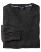 Charles Tyrwhitt Charles Tyrwhitt Charcoal Cotton Cashmere V-neck Cotton/cashmere Sweater Size Large