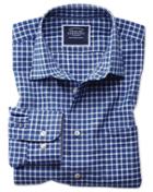 Charles Tyrwhitt Classic Fit Non-iron Oxford Royal Blue And White Grid Check Cotton Casual Shirt Single Cuff Size Large By Charles Tyrwhitt