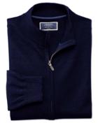 Charles Tyrwhitt Navy Merino Wool Zip Through Cardigan Size Large By Charles Tyrwhitt
