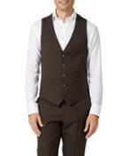 Charles Tyrwhitt Chocolate Adjustable Fit Sharkskin Travel Suit Wool Vest Size W36 By Charles Tyrwhitt