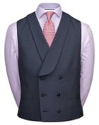  Blue Panama Adjustable Fit British Suit Wool Vests Size W36 By Charles Tyrwhitt