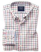 Charles Tyrwhitt Classic Fit Button-down Washed Oxford Navy And Pink Check Cotton Casual Shirt Single Cuff Size Medium By Charles Tyrwhitt