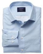 Charles Tyrwhitt Charles Tyrwhitt Slim Fit White And Sky Blue Print Cotton Dress Shirt Size Xl
