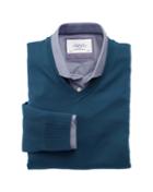 Charles Tyrwhitt Charles Tyrwhitt Teal Merino Wool V-neck Sweater Size Small