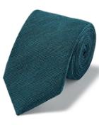  Aqua Plain Wool Silk Italian Luxury Tie By Charles Tyrwhitt