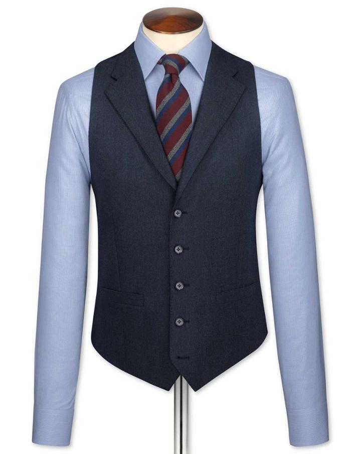 Charles Tyrwhitt Indigo Saxony Business Suit Wool Vest Size W36 By Charles Tyrwhitt