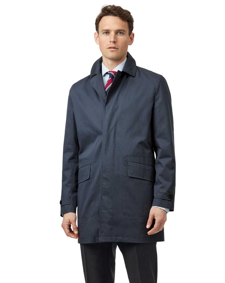  Airforce Blue Italian Raincotton Coat Size 38 By Charles Tyrwhitt