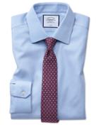  Super Slim Fit Non-iron Sky Blue Arrow Weave Cotton Dress Shirt Single Cuff Size 14/33 By Charles Tyrwhitt