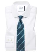  Classic Fit White Fine Herringbone Cotton Dress Shirt Single Cuff Size 16.5/33 By Charles Tyrwhitt