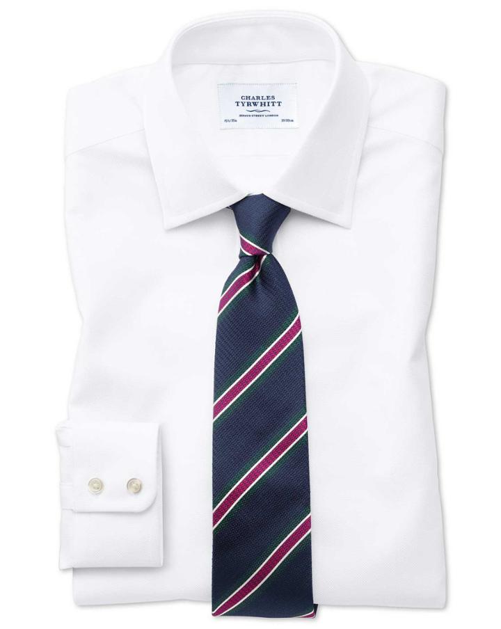  Classic Fit Egyptian Cotton Royal Oxford White Dress Shirt French Cuff Size 16.5/34 By Charles Tyrwhitt