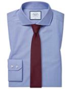  Extra Slim Fit Non-iron 4-way Stretch Blue Cotton Dress Shirt Single Cuff Size 15/34 By Charles Tyrwhitt