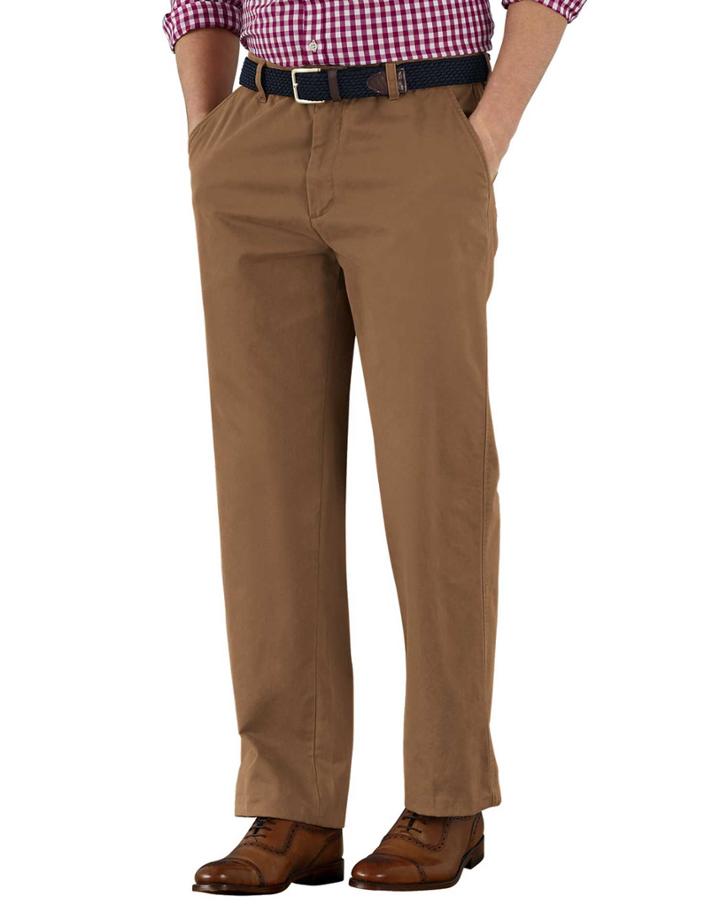 Charles Tyrwhitt Charles Tyrwhitt Camel Classic Fit Flat Front Cotton Chino Pants Size W30 L38