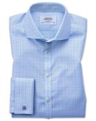Charles Tyrwhitt Extra Slim Fit Spread Collar Non-iron Prince Of Wales Sky Blue Cotton Dress Shirt French Cuff Size 16/34 By Charles Tyrwhitt