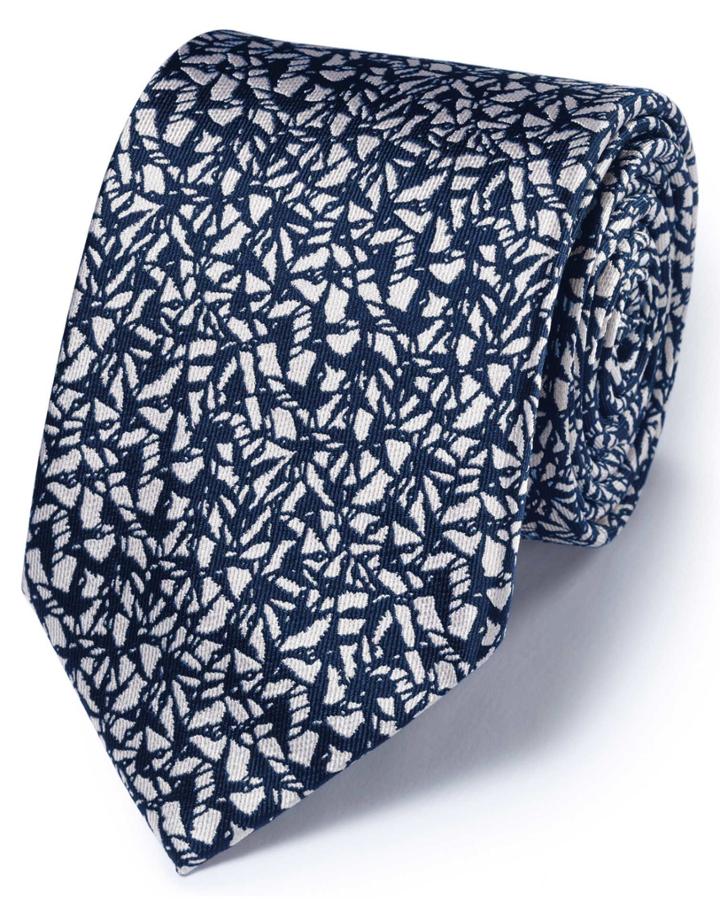 Charles Tyrwhitt Charles Tyrwhitt Navy Silk Classic Abstract Texture Tie