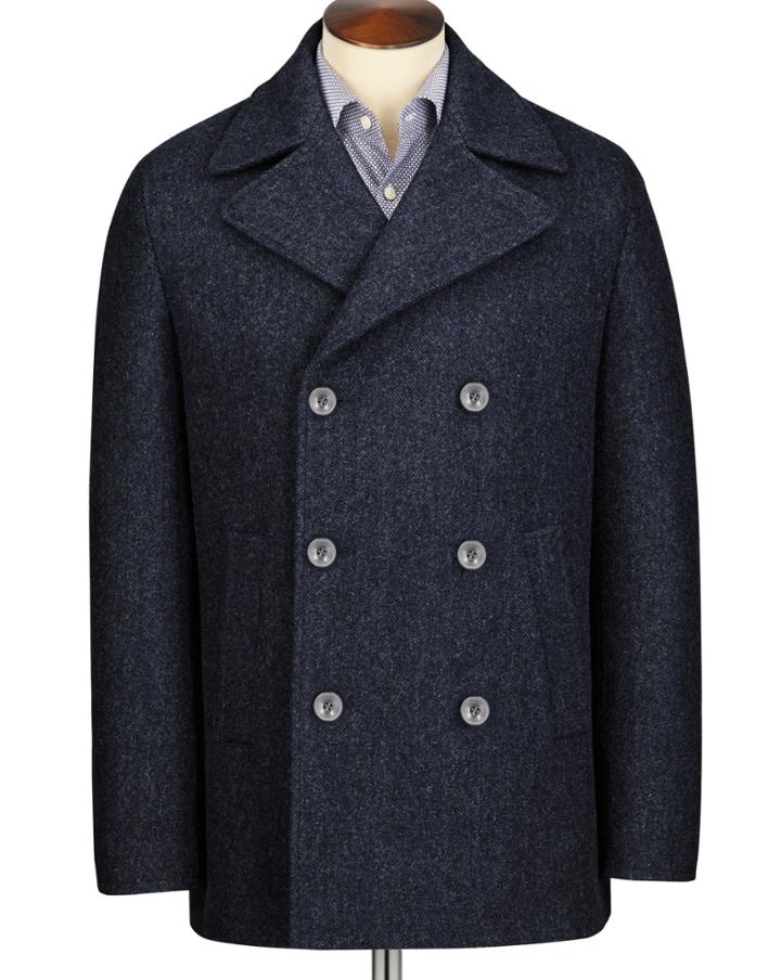 Charles Tyrwhitt Charles Tyrwhitt Navy Pea Wool Coat Size 42