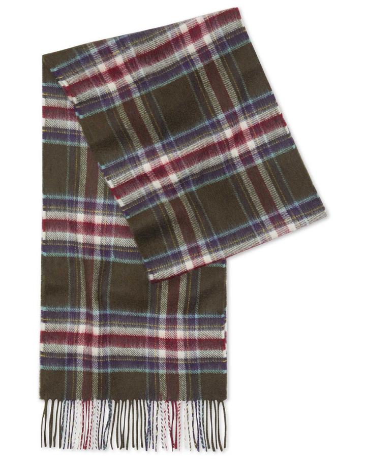  Olive Multi Check Cashmere Scarf By Charles Tyrwhitt