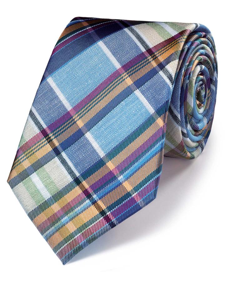 Charles Tyrwhitt Charles Tyrwhitt Blue Multi Silk Classic Tartan Check Tie