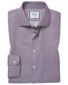  Super Slim Fit Non-iron Spot Print Purple Cotton Dress Shirt Single Cuff Size 14.5/32 By Charles Tyrwhitt