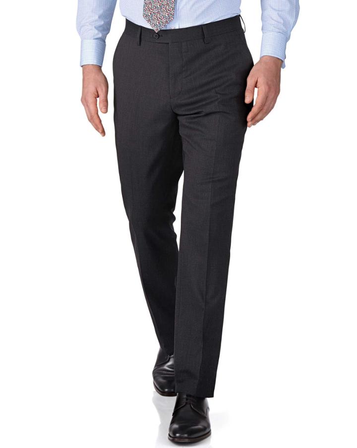 Charles Tyrwhitt Charcoal Slim Fit End-on-end Business Suit Wool Pants Size W36 L38 By Charles Tyrwhitt