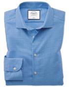  Extra Slim Fit Business Casual Non-iron Modern Textures Sky Blue Cotton Dress Shirt Single Cuff Size 14.5/32 By Charles Tyrwhitt