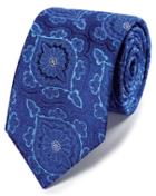  Navy Floral Brocade English Luxury Silk Tie By Charles Tyrwhitt