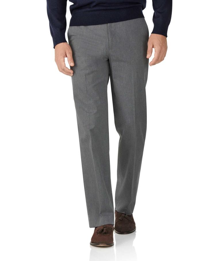 Charles Tyrwhitt Light Grey Classic Fit Stretch Cavalry Twill Pants Size W32 L30 By Charles Tyrwhitt
