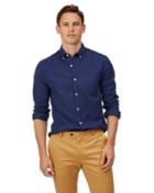  Extra Slim Fit Royal Blue Button-down Washed Oxford Plain Cotton Casual Shirt Single Cuff Size Small By Charles Tyrwhitt