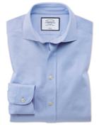  Slim Fit Business Casual Travel Blue Cotton Dress Shirt Single Cuff Size 14.5/33 By Charles Tyrwhitt