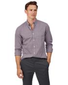  Extra Slim Fit Red Check Soft Washed Non-iron Stretch Poplin Cotton Casual Shirt Single Cuff Size Small By Charles Tyrwhitt