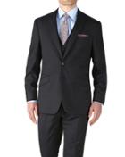  Charcoal Slim Fit End-on-end Business Suit Wool Jacket Size 38 By Charles Tyrwhitt