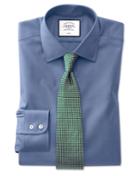  Extra Slim Fit Mid-blue Non-iron Pinpoint Oxford Cotton Dress Shirt Single Cuff Size 15/33 By Charles Tyrwhitt