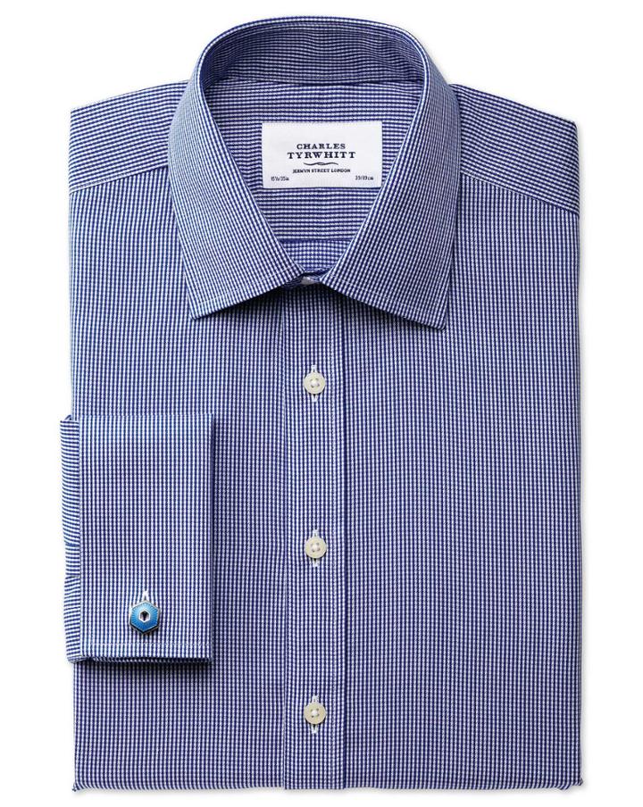 Charles Tyrwhitt Charles Tyrwhitt Extra Slim Fit Non-iron Puppytooth Royal Blue Shirt