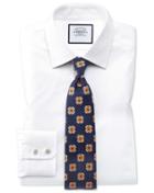  Slim Fit Egyptian Cotton Trellis Weave White Dress Shirt Single Cuff Size 16.5/36 By Charles Tyrwhitt