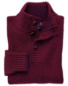 Charles Tyrwhitt Wine Mouline Button Neck Wool Sweater Size Large By Charles Tyrwhitt