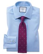  Extra Slim Fit Non-iron Sky Blue Arrow Weave Cotton Dress Shirt French Cuff Size 16.5/33 By Charles Tyrwhitt