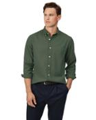  Slim Fit Green Button-down Washed Oxford Plain Cotton Casual Shirt Single Cuff Size Medium By Charles Tyrwhitt