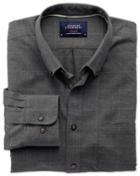 Charles Tyrwhitt Charles Tyrwhitt Classic Fit Dark Grey Check Tweed Look Cotton Dress Shirt Size Large