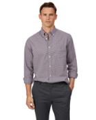  Classic Fit Red Check Soft Washed Non-iron Stretch Poplin Cotton Casual Shirt Single Cuff Size Small By Charles Tyrwhitt