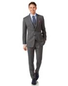  Grey Slim Fit Birdseye Travel Suit Wool Jacket Size 36 By Charles Tyrwhitt