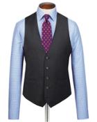  Grey Check Adjustable Fit Italian Suit Wool Vest Size W36 By Charles Tyrwhitt