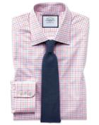  Classic Fit Egyptian Cotton Poplin Pink Multi Check Dress Shirt Single Cuff Size 15.5/35 By Charles Tyrwhitt