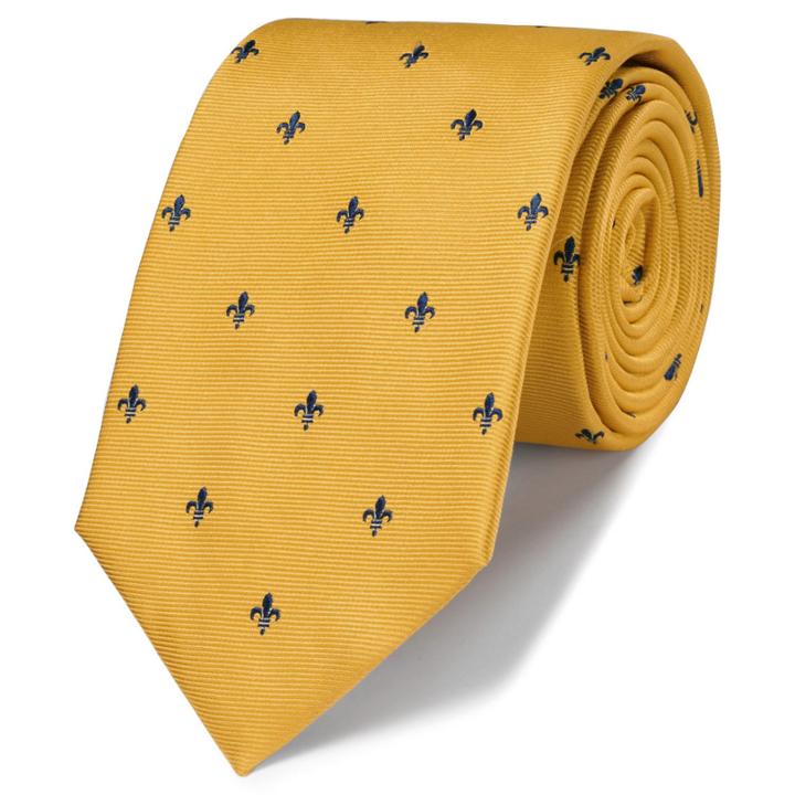 Charles Tyrwhitt Charles Tyrwhitt Classic Gold And Navy Fleur De Lys Tie