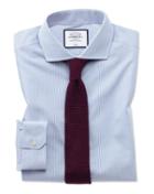  Super Slim Fit Non-iron Blue Stripe Tyrwhitt Cool Cotton Dress Shirt Single Cuff Size 14/33 By Charles Tyrwhitt