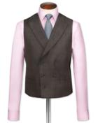 Charles Tyrwhitt Charles Tyrwhitt Brown Check British Panama Luxury Suit Wool Vest Size W36